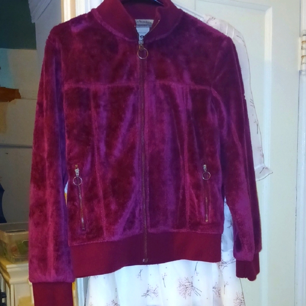 Fleece VELOUR BOMBER ZIP UP JACKET